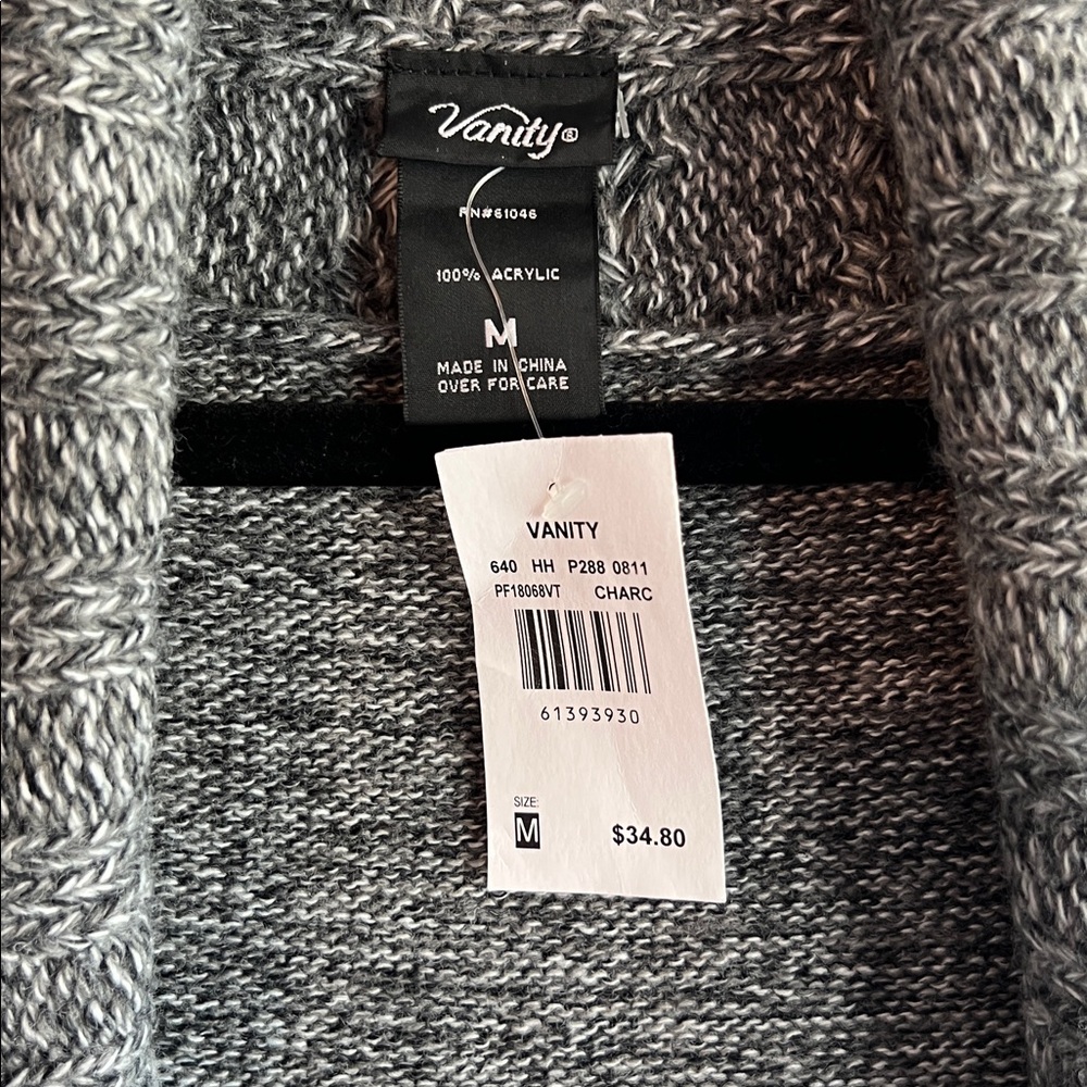 Vanity Charcoal Knit Sleeveless Cardigan - Picture 4 of 6